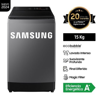 LAVADORA SAMSUNG 15KG SUPERIOR SMART ECOBUBBLE GRIS WA15CG5441BDPE - 1