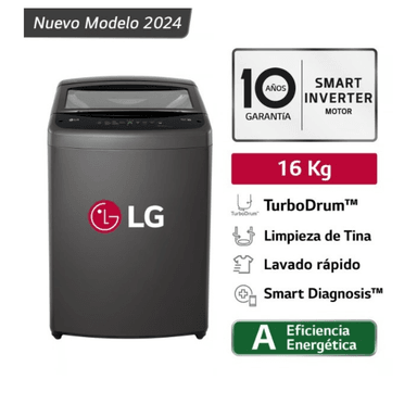 LAVADORA LG 16 KG SUPERIOR TURBO DRUM SMART CARGA NEGRA WT16BVTB