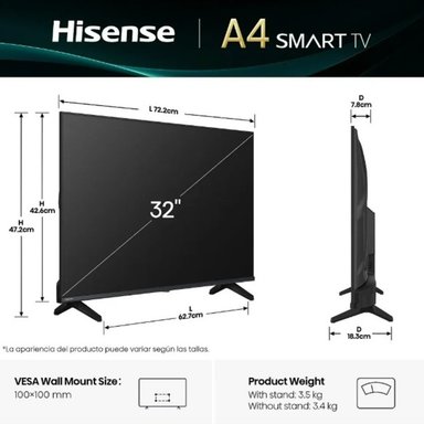 TELEVISOR HISENSE LED 32' SMART HD VIDAA 32A4NV (2025) - 2