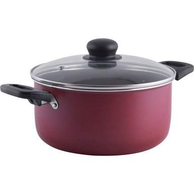 OLLA ESTELA 20 CM ROJO – ALUMINIO ANTIADHERENTE CON TAPA DE VIDRIO