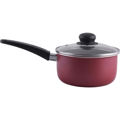 CACEROLA ANTIADHERENTE ESTELA 16 CM ROJA CON TAPA DE VIDRIO