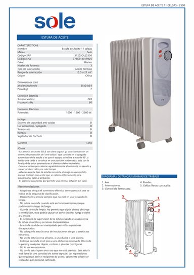 ESTUFA DE ACEITE SOLE ELÉCTRICA 11 CELDAS 2500W SOLE2500 - 3
