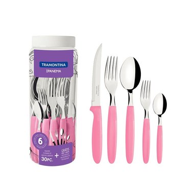 JUEGO DE CUBIERTOS X30 PZAS IPANEMA ROSADO 10390012