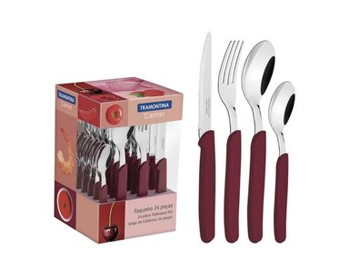 JUEGO DE CUBIERTOS TRAMONTINA X24 CARMEL GUINDA 23499027