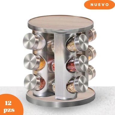 SET X12 CONDIMENTEROS GIRATORIO CON MADERA-90390401