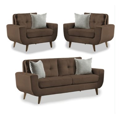 JUEGO SALA FABIANI MANGO VINTAGE MARRÓN 3-1-1 CUERPOS