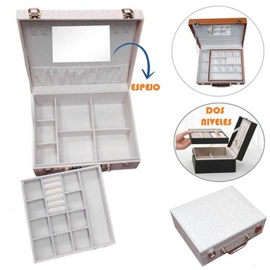 ORGANIZADOR DE JOYAS 2 NIVELES CON ESPEJO 1728