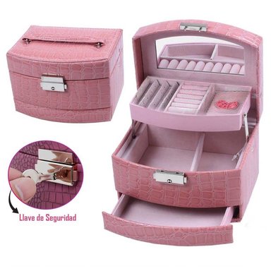 ORGANIZADOR DE JOYAS 3 NIVELES GRANDE CON LLAVE