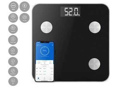 BALANZA PERSONAL SCALE PERSONALSCALE NEGRO DIGITAL INTELIGENTE 12 LECTURAS