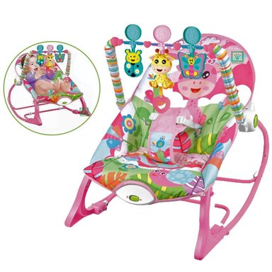 SILLA MECEDORA VIBRADORA MUSICAL MULTITOYS JIRAFA ROSADO