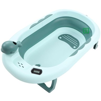BAÑERA TINA DE BAÑO PLEGABLE BALLENITA CON TERMÓMETRO VERDE - 3
