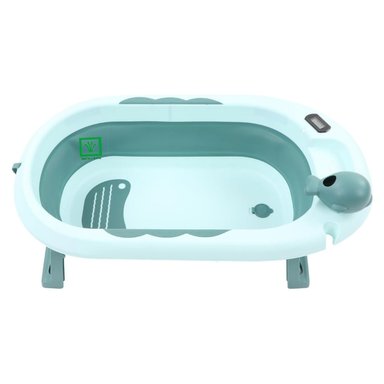 BAÑERA TINA DE BAÑO PLEGABLE BALLENITA CON TERMÓMETRO VERDE - 4