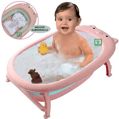 BAÑERA TINA DE BAÑO CHANCHITO ROSADO PLEGABLE