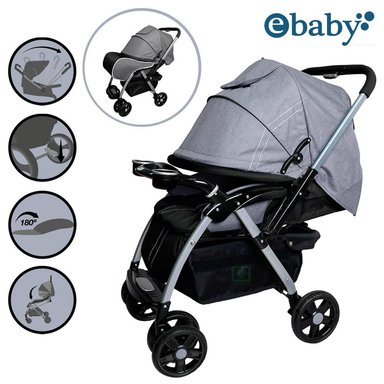 COCHE CUNA EBABY ROSSI GRIS