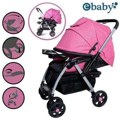COCHE CUNA EBABY ROSSI ROSADO
