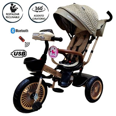 TRICICLO ASIENTO GIRATORIO VOYAGE GOLDEN CON TELA UV BEIGE