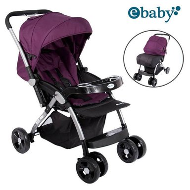 COCHE PASEO EBABY KUPER MORADO MANGO REVERSIBLE