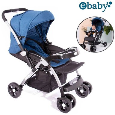 COCHE PASEO EBABY KUPER AZUL MANGO REVERSIBLE