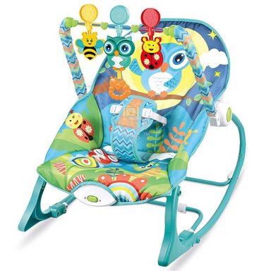 SILLA MECEDORA VIBRADORA MUSICAL ROCKER BÚHO CELESTE - 2
