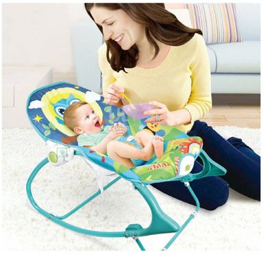 SILLA MECEDORA VIBRADORA MUSICAL ROCKER BÚHO CELESTE - 4