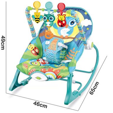 SILLA MECEDORA VIBRADORA MUSICAL ROCKER BÚHO CELESTE - 5