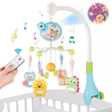 MÓVIL PARA CUNA OSITO CON PROYECTOR Y CONTROL REMOTO CELESTE