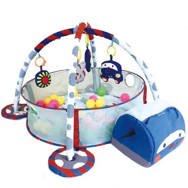 GIMNASIO BABY BEBE DIDÁCTICO 3 EN 1 CON PELOTAS ROBOT AZUL - 2