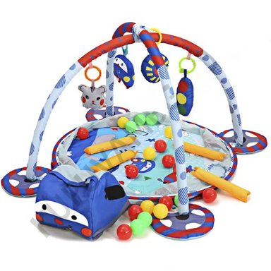 GIMNASIO BABY BEBE DIDÁCTICO 3 EN 1 CON PELOTAS ROBOT AZUL - 3