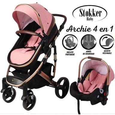 COCHE CUNA STOKKER BABY SB-110 ROSA MOISÉS LUJO 4 EN1 CON PORTA BEBÉ