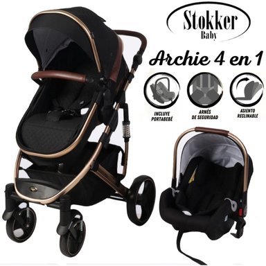 COCHE CUNA STOKKER BABY SB-110 NEGRO MOISÉS LUJO 4 EN1 CON PORTA BEBÉ