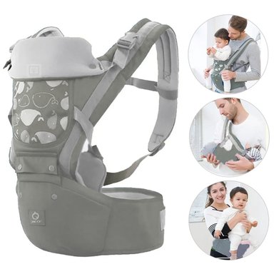 CANGURO PARA BEBÉ ERGONÓMICO BALLENA 3 EN 1 GRIS
