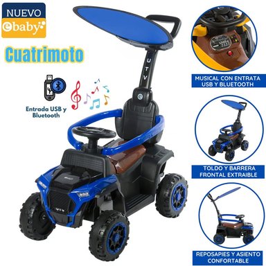 CUATRIMOTO EBABY EB351 AZUL MUSICAL CON LUCES Y SOMBRILLA
