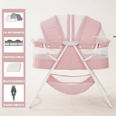 CUNA PORTÁTIL PLEGABLE PARA BEBÉ »DOLLY» PINK