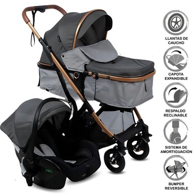 COCHE MOISÉS TRAVEL SYSTEM «RONDA PLUS» CON PORTA BEBÉ GRAY 132-1