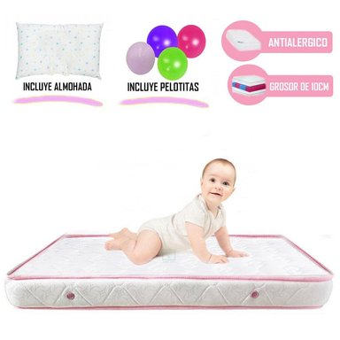 COLCHÓN DE BEBE PARA CUNAS PACK AND PLAY DE 4 ROSADO