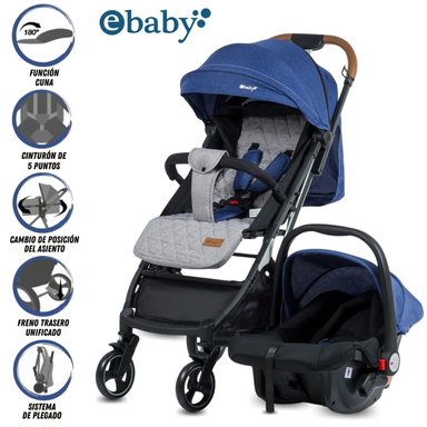 COCHE MALETA «TRAVEL HAPPY» CON PORTA BEBÉ BLUE