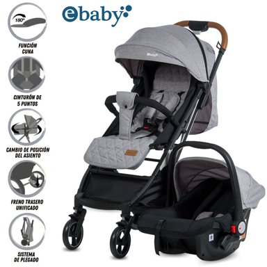 COCHE MALETA «TRAVEL HAPPY» CON PORTA BEBÉ GRAY