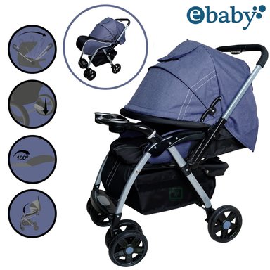 COCHE CUNA EBABY «ROSSI» AZUL