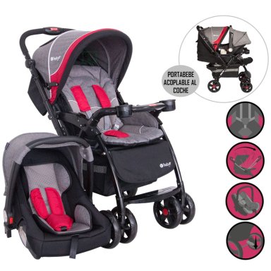 COCHE CON PORTA BEBE BRAVIAR 1092 RED