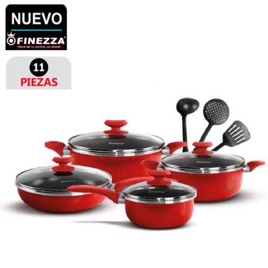 SET DE OLLAS 11PZAS ANTIADHERENTES FZ-1625T-2 ROJO