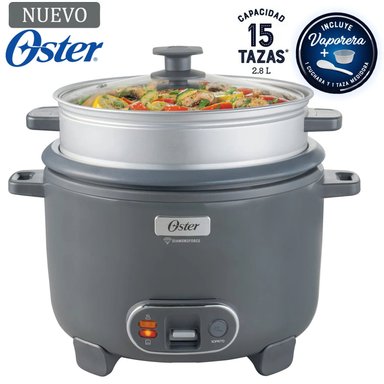 OLLA ARROCERA OSTER 15 TAZAS 3 EN 1 FUNCIÓN DE SOFRITO VAPORERA GRIS