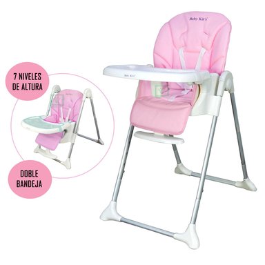 SILLA DE COMER ELEGANT REGULABLE RECLINABLE Y PLEGABLE ROSA