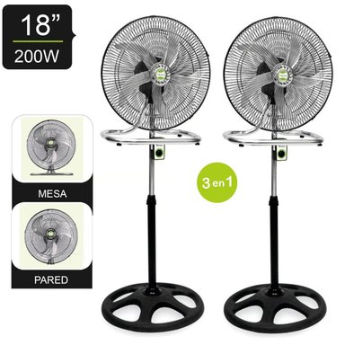 VENTILADOR PEDESTAL 3 EN 1 DE 18″ 200 W BK-8219VI/NG X 2 UNIDADES