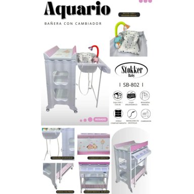 BAÑERA CAMBIADOR + REGADERA COJÍN AQUARIO LILA - 2