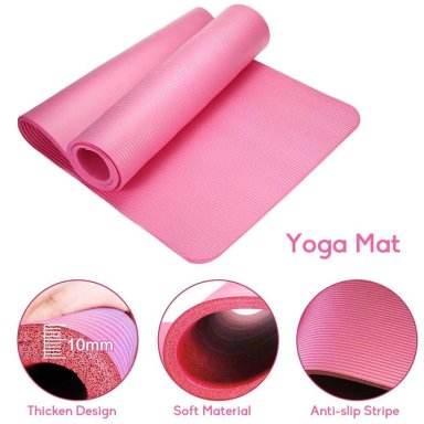 MAT DE YOGA PILATES 10 MM CON ELÁSTICO PORTÁTIL ROSADO - 3