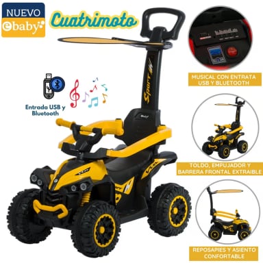 CUATRIMOTO MUSICAL CON LUCES Y SOMBRILLA AMARILLO EB357 - 1