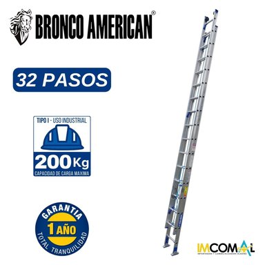 ESCALERA ALUMINIO PROFESIONAL TELESCOPICA DE 32 PASOS CAPACIDAD DE CARGA 200 KG - BRONCO AMERICAN