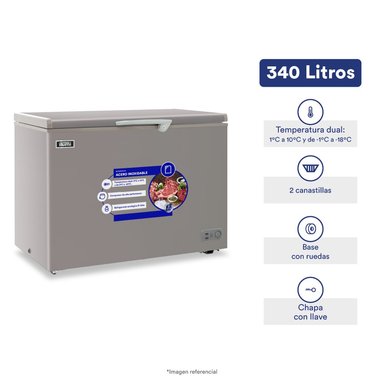 CONGELADOR DUAL ILUMI DE 340 LITROS BLANCO O GRIS