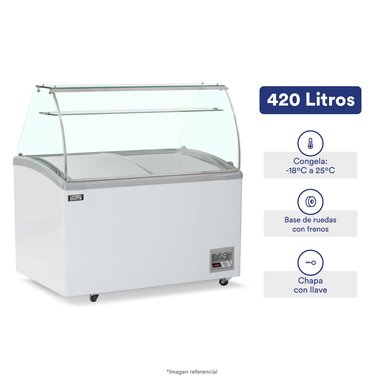 CONGELADOR ILUMI TF-4200TG 420 LTS HELADERO 9 POZAS Y VITRINA