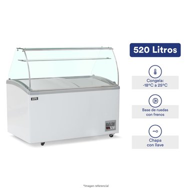 CONGELADOR ILUMI TF-5200TG 520 LTS CON 12 POZAS Y VITRINA